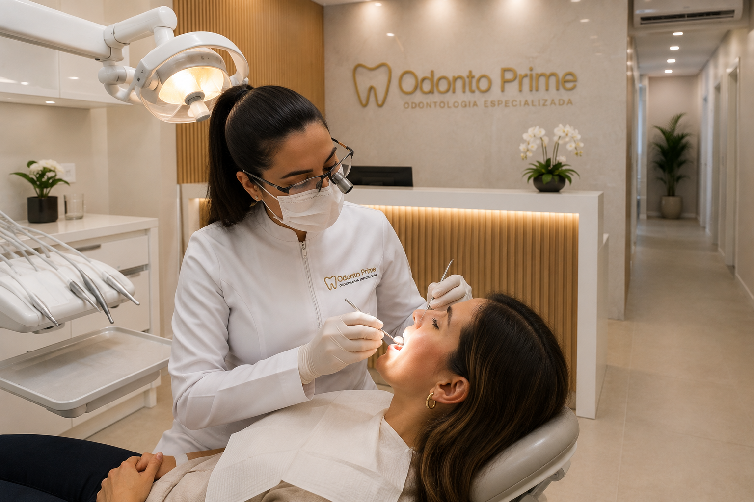 Dentista atendendo paciente na Odonto Prime