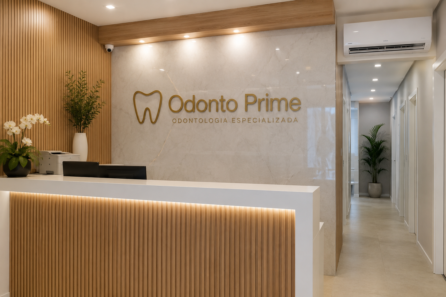 Recepção premium da Clínica Odonto Prime